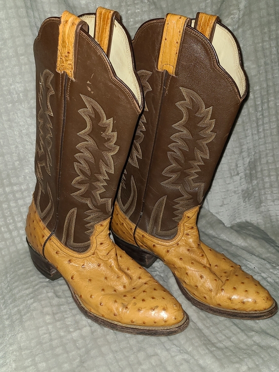 Bona Allen Other - Classic Mens Bona Allen Two-Tone Ostrich Western Boots - Brown & Tan Size 8 1/2D